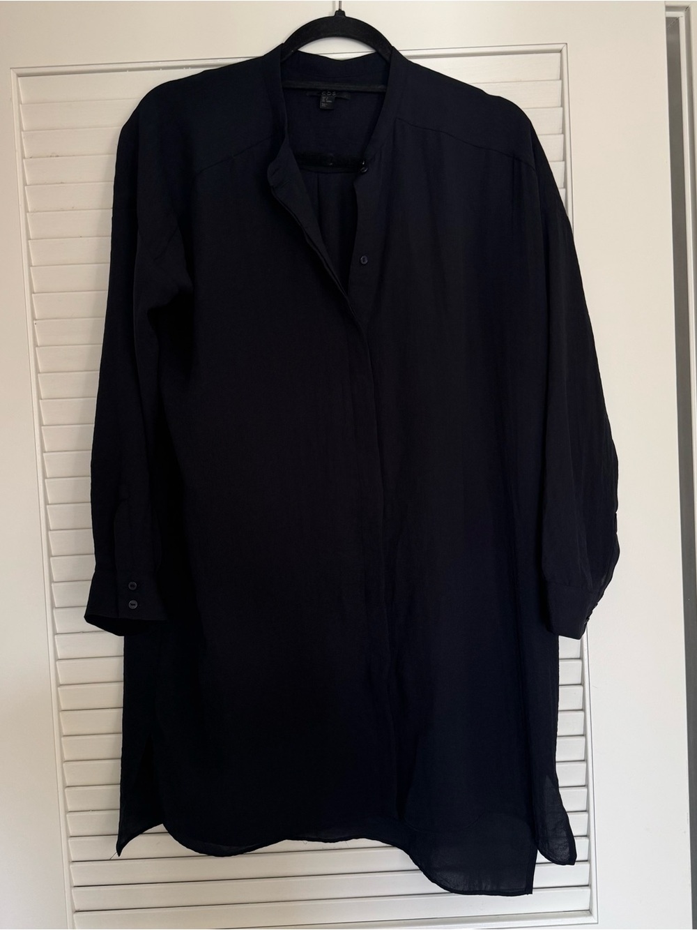 COS Women Black Button Down Shirt Dress Size 4